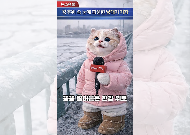 유리원 AI 냥대기 기자 숏폼 광고 영상